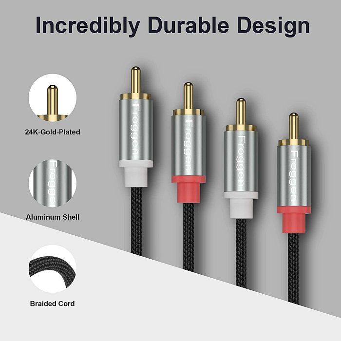 FROGGEN Dual 2RCA-2RCA Audio cable 1.3 meters - Cabo áudio hi-fi - 0718134978675_3