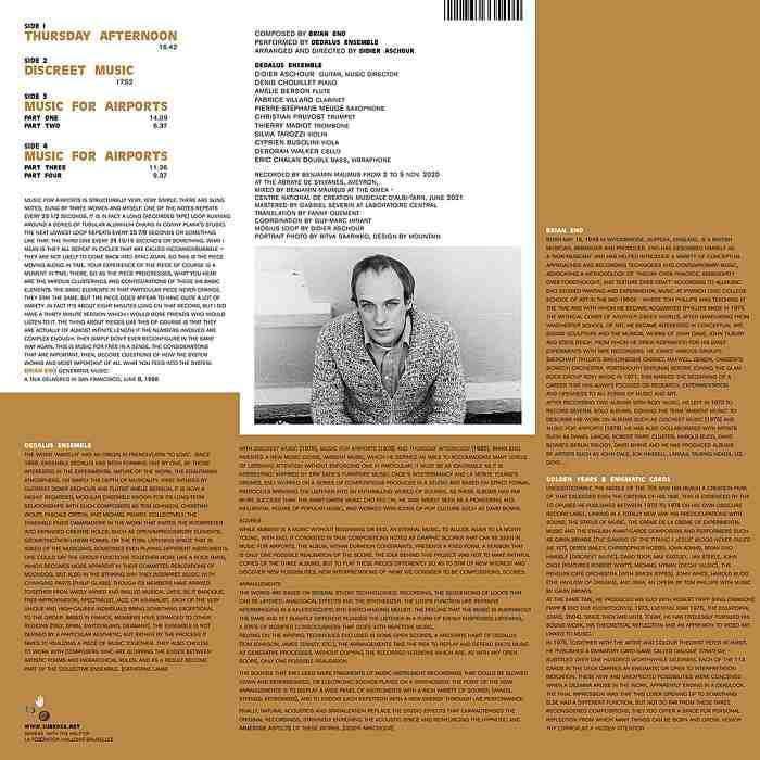 BRIAN ENO, DEDALUS ENSEMBLE - Discreet Music_,_ Music for Airports_, Thursday Afternoon - LP2 limited - SRV540_2